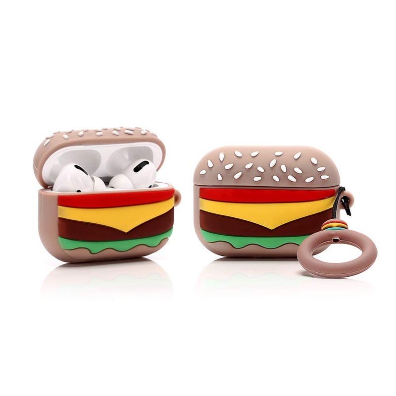 LEWOTE Silicone Case Compatible with Apple Airpods Pro & Pro 2 Funny Cute Cover [Fruit Dessert Series](Hamburger)